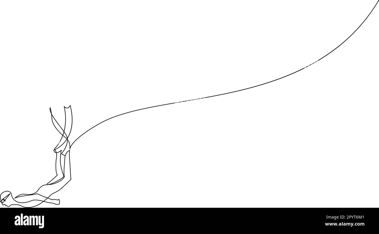 Eine durchgehende Linienzeichnung eines Tauchers. Das Konzept des Sports ist eine Reise des Tauchens in einzeiliger Kunst Stock Vektor