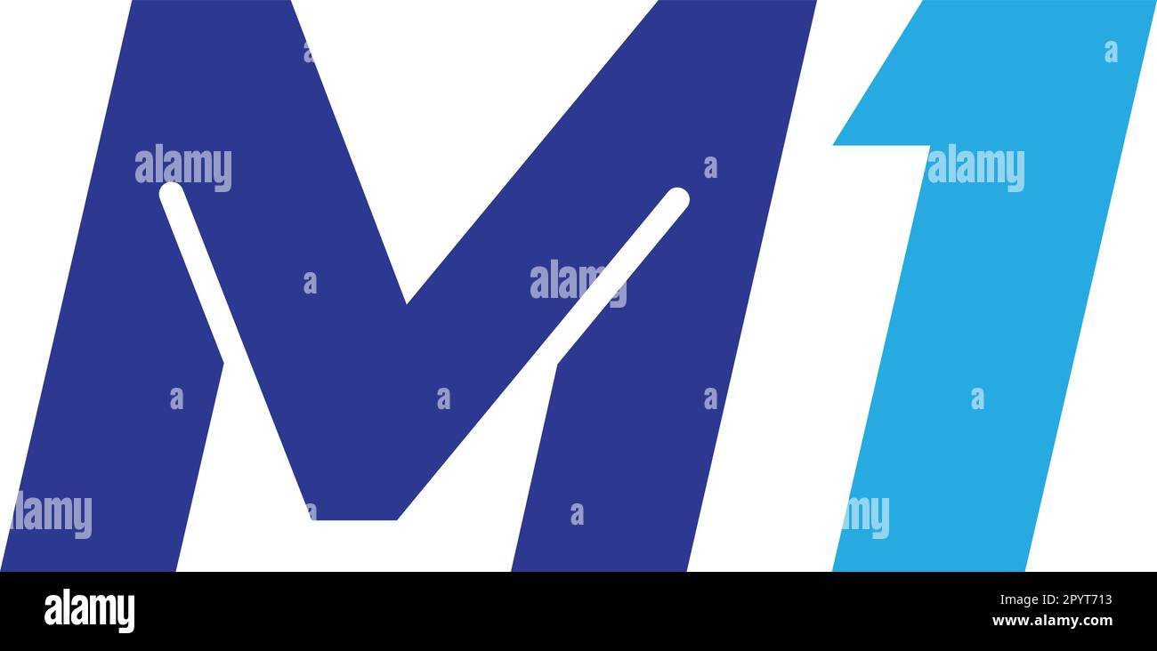 Abstraktes, modernes M1-Logo-Design. Isoliert auf weißem Hintergrund. logo-Design mit vektorzeichnung Stock Vektor
