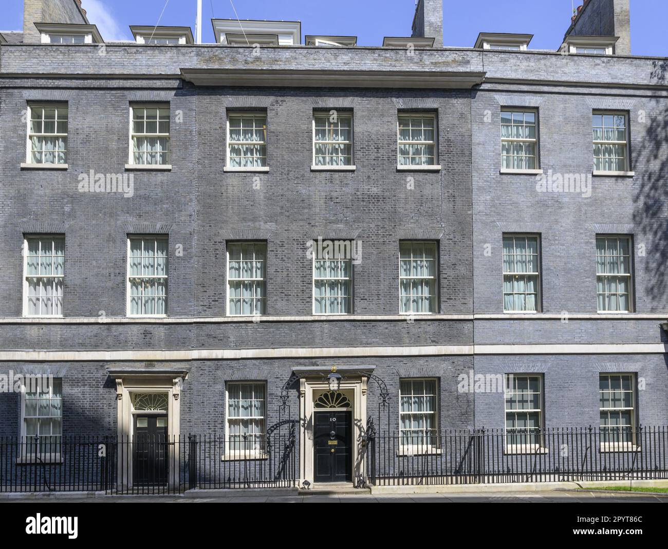 London, England, Großbritannien. 10 Downing Street Fassade Stockfoto
