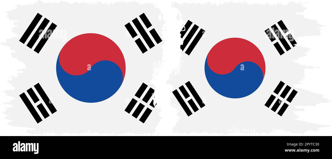 Südkorea und Südkorea Grunge Flaggen Verbindung, Vektor Stock Vektor Südkorea und Südkorea Grunge Flaggen Verbindung, Vektor Stock Vektor