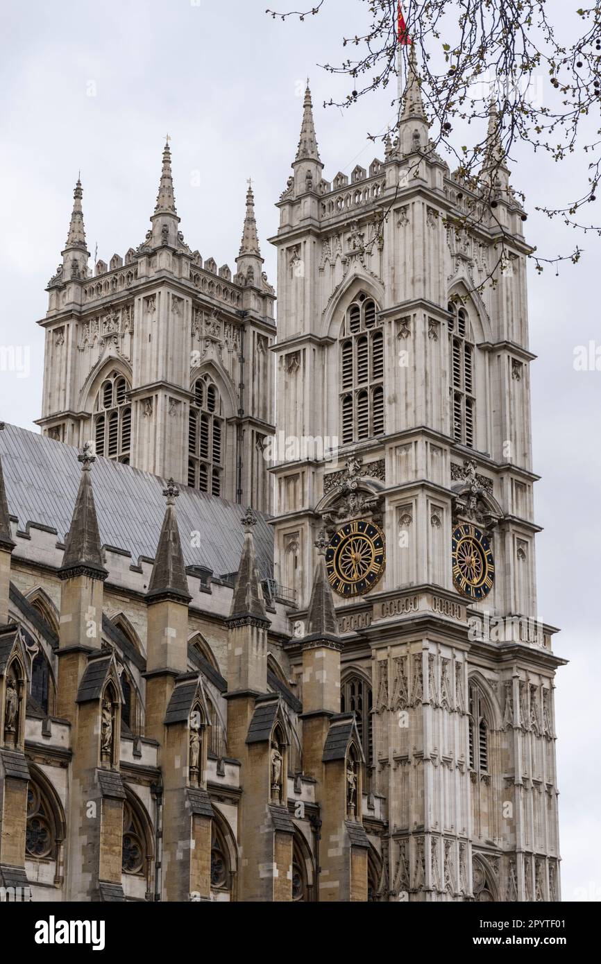 Wunderschöne Aussicht auf das alte historische Westminster Abbey Kirchengebäude Stockfoto