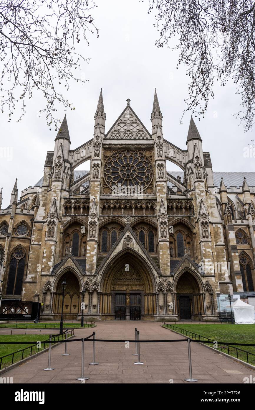 Wunderschöne Aussicht auf das alte historische Westminster Abbey Kirchengebäude Stockfoto