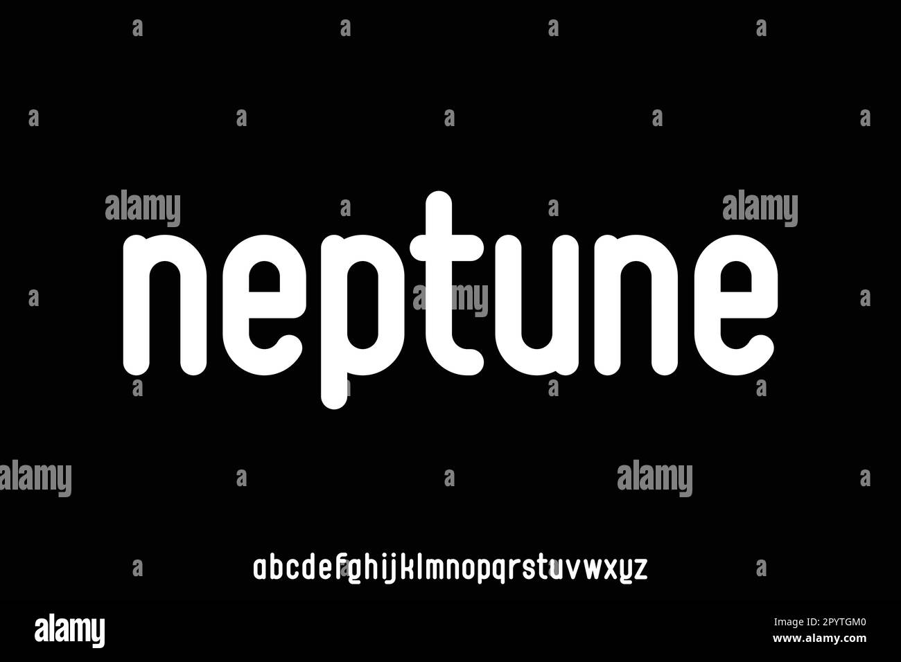 Verspielte abgerundete Kante ohne Serifenanzeige des Schriftartvektors Stock Vektor