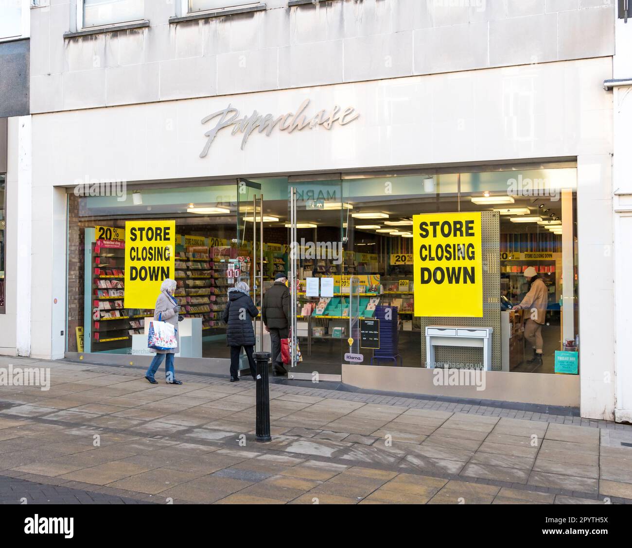 Schreibwarenladen wird geschlossen, High Street, Lincoln City 2023 Stockfoto
