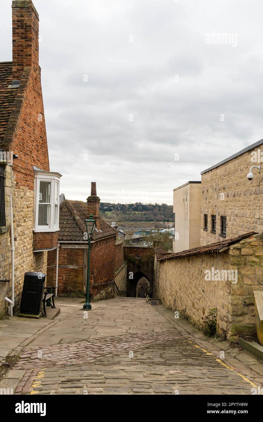 Blick auf Greestone Place, Altstadt Lincoln City 2023 Stockfoto Blick auf Greestone Place, Altstadt Lincoln City 2023 Stockfoto
