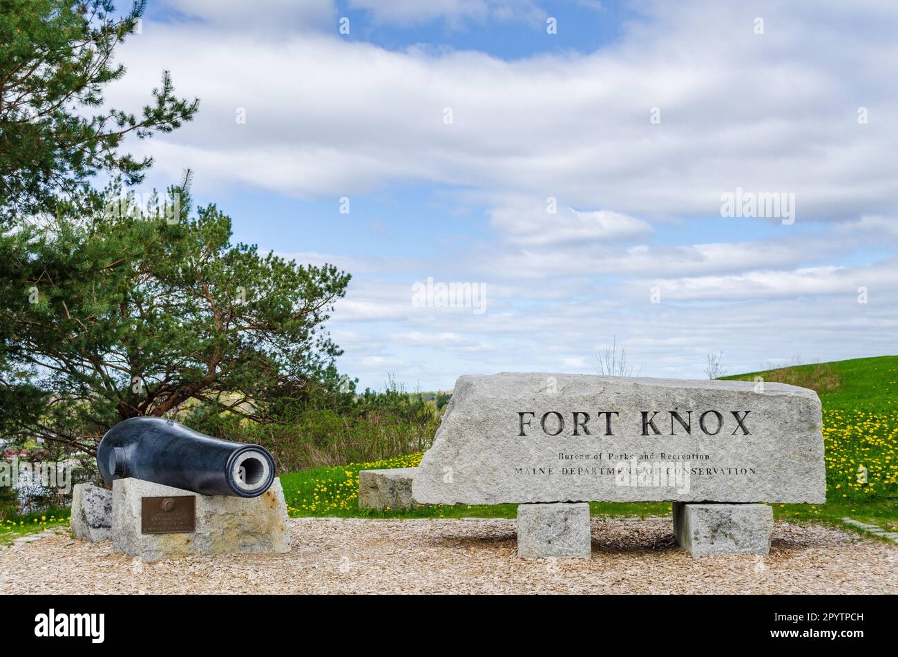 An einem Sommertag im Fort Knox State Park in Maine Stockfoto