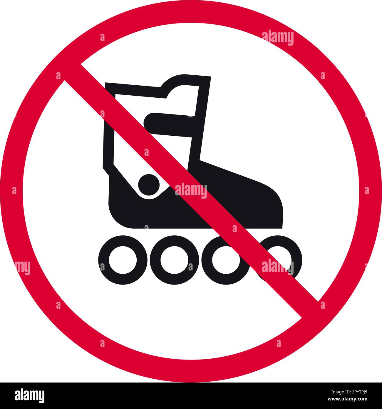 Kein Rollschuhlaufen verboten Schild, keine Inline-Skates verboten moderner runder Aufkleber, Vektorzeichnung Stock Vektor