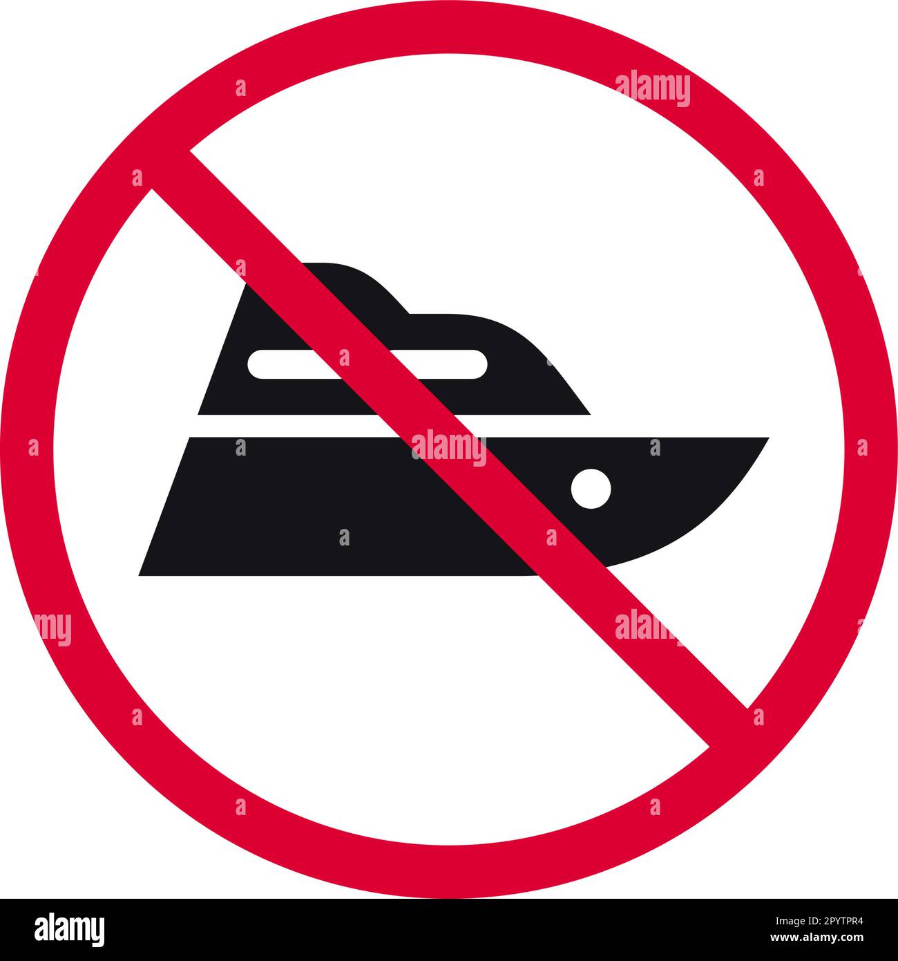 Kein motorisiertes Fahrzeug verboten Schild, kein Motorboot verboten moderner runder Aufkleber, Vektorzeichnung Stock Vektor