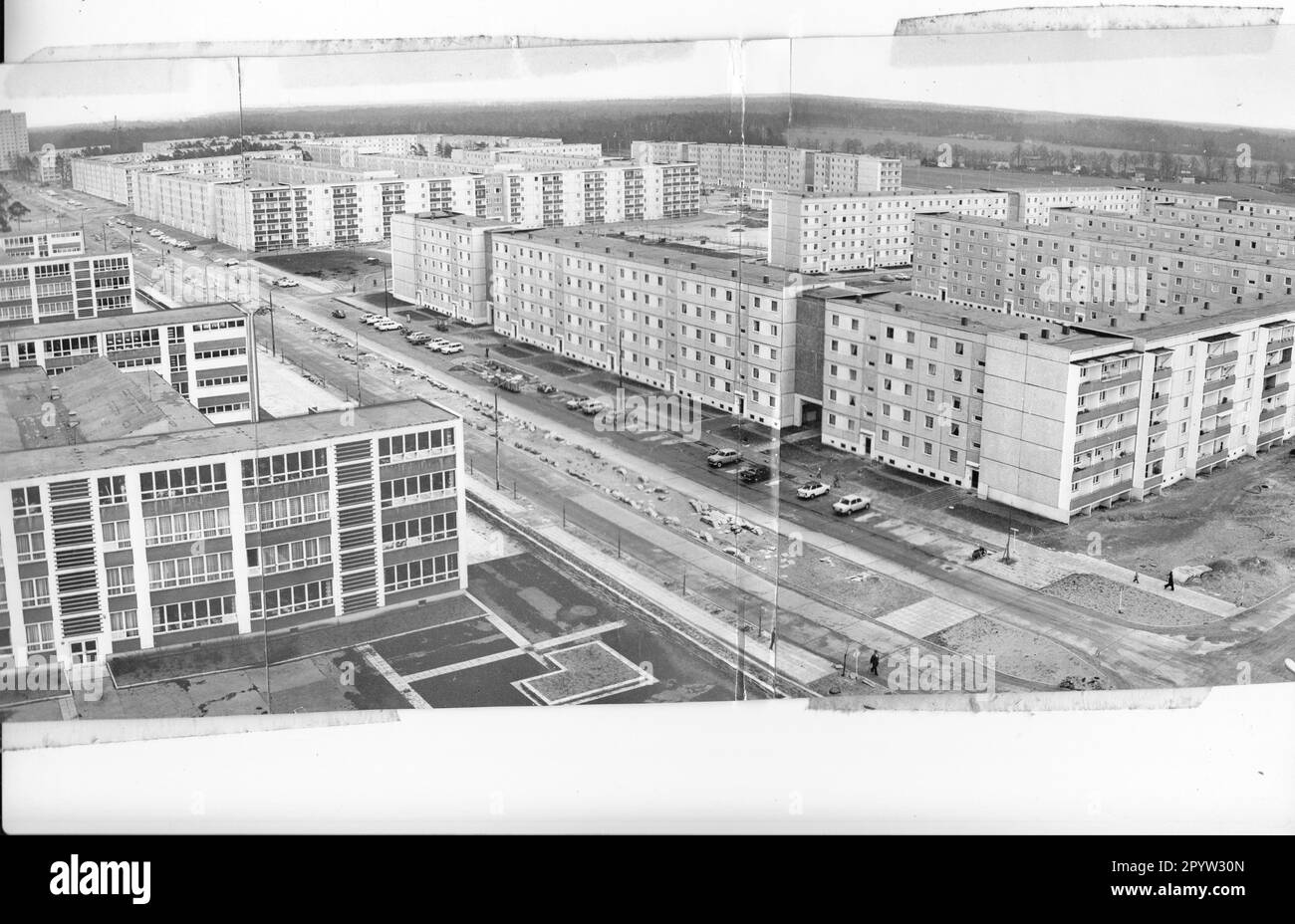 Potsdamer Wohngebiet Stern vorgefertigte Gebäude neue Gebäude Straßen Parkplätze WBS 70 Programm Magistrale Innenhöfe Balkons im März 1978 Foto: MAZ/ [maschinelle Übersetzung] Stockfoto