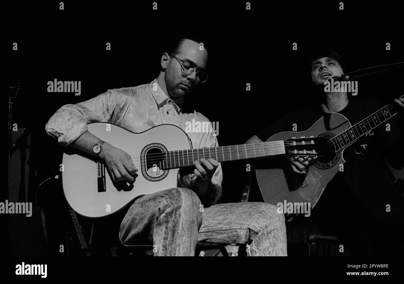 DDR, Berlin, 9,4.1988, Al Di Meola, Konzert im Berliner Ensemble (BE), Fusion - und Jazzgitarrist, [automatisierte Übersetzung] Stockfoto