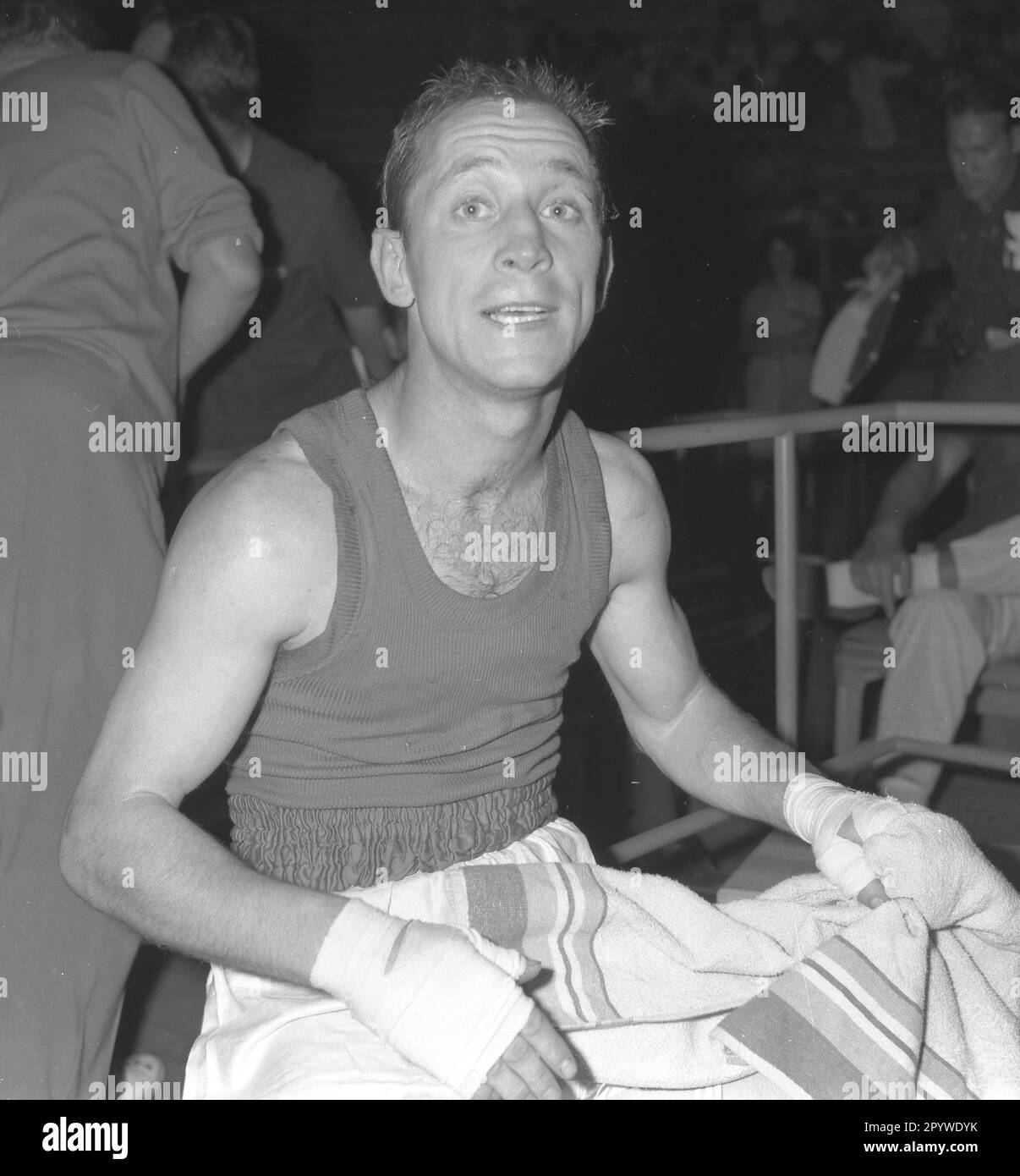 Olympische Spiele 1960 in Rom. Boxen: Manfred Homberg (Boxring Düsseldorf) Portrait 30.08.1960. [Maschinelle Übersetzung] Stockfoto