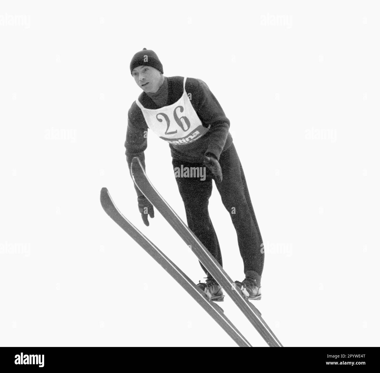 Skispringen: Four Hills Tournament 1959/60 in Oberstdorf auf der 30.12.1959. Aktion Heinrich Zapf (FRG). [Maschinelle Übersetzung] Stockfoto