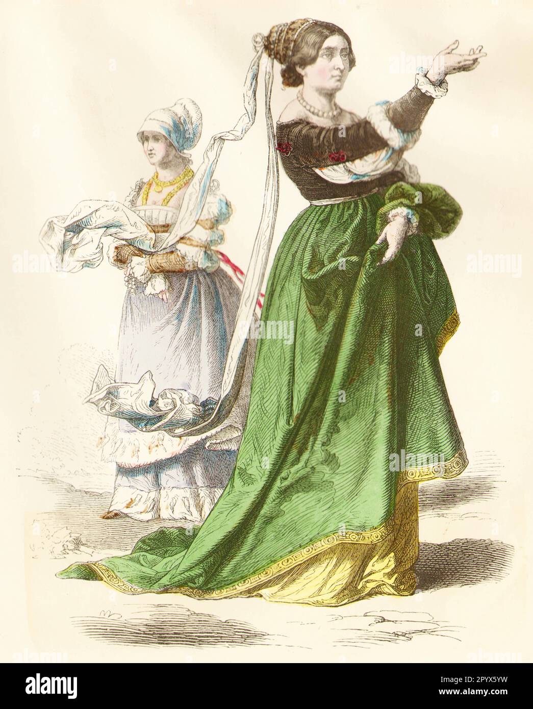 Patrizier in zeitgenössischen Kleidern, erstes drittes 16. Jahrhundert. [Maschinelle Übersetzung] Stockfoto