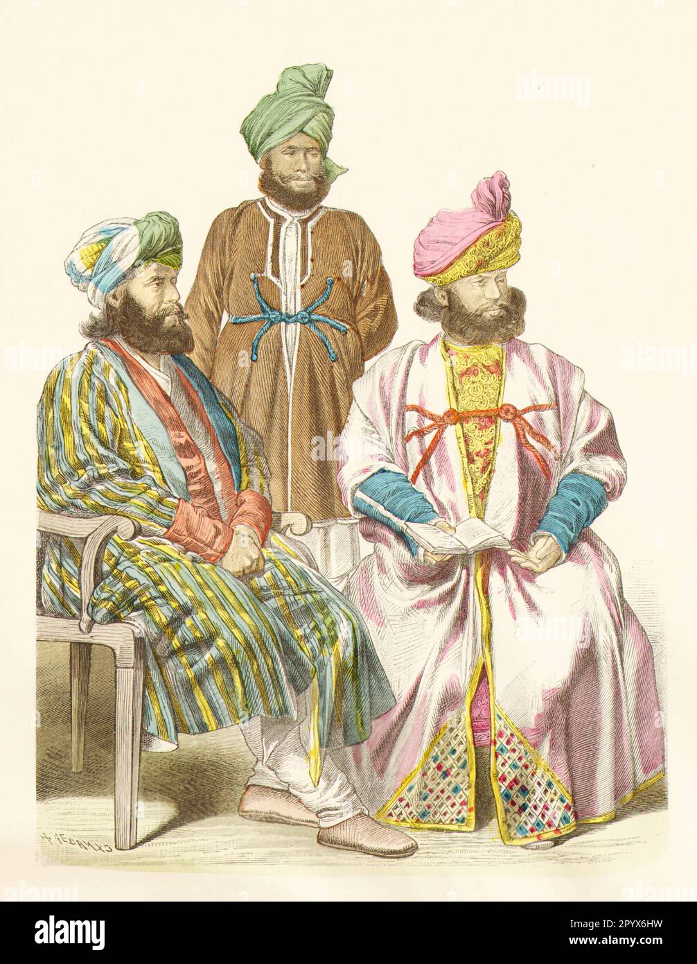 Der arabische Gesandte Atab Mahomed war mit Mitgliedern seines Gefolge am Gericht in Afghanistan, Kalifornien, vertreten. 1850. [Automatisierte Übersetzung] Stockfoto