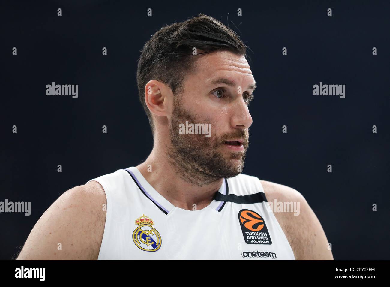 Belgrad, Serbien, 4. Mai 2023. Rudy Fernandez von Real Madrid reagiert während des Play Offs Game 4 - 2022/2023 Turkish Airlines EuroLeague-Spiels zwischen Partizan Mozzart Bet Belgrad und Real Madrid in der stark Arena in Belgrad, Serbien. 4. Mai 2023. Kredit: Nikola Krstic/Alamy Stockfoto