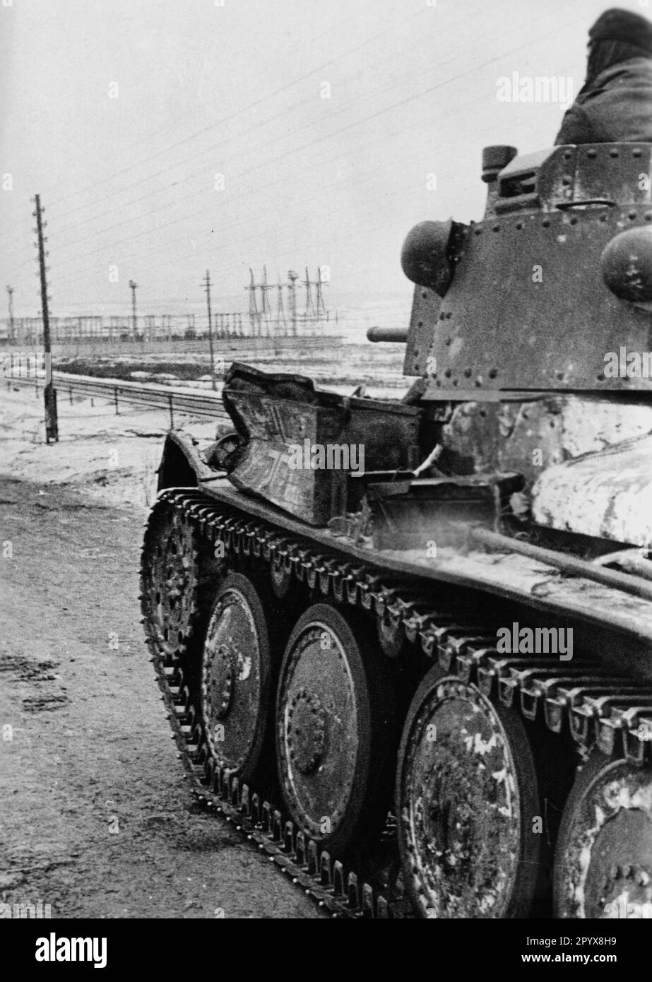 Panzer 38 (t) einer deutschen Tankanlage im Winter 1941/42 im Bereich des Moskau-Wolga-Kanals im mittleren Abschnitt der Ostfront. Foto: Vorpahl. [Maschinelle Übersetzung] Stockfoto