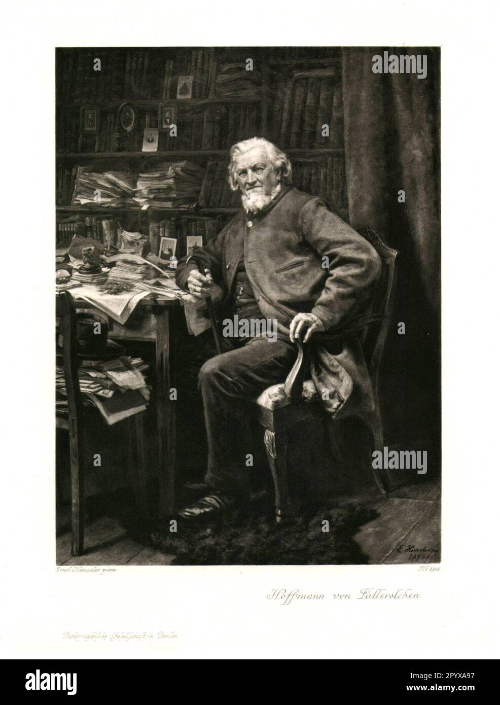 August Heinrich Hoffmann, bekannt als Hoffmann von Fallersleben, deutscher Dichter. Foto: Heliogravure, Corpus Imaginum, Hanfstaengl Collection. [Maschinelle Übersetzung] Stockfoto