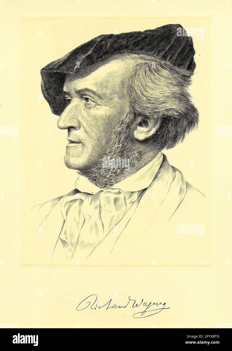 Richard Wagner (1813-1883), deutscher Komponist. Zeichnung von K. J. Boehringer. Foto: Heliogravure, Corpus Imaginum, Hanfstaengl Collection. [Maschinelle Übersetzung] Stockfoto