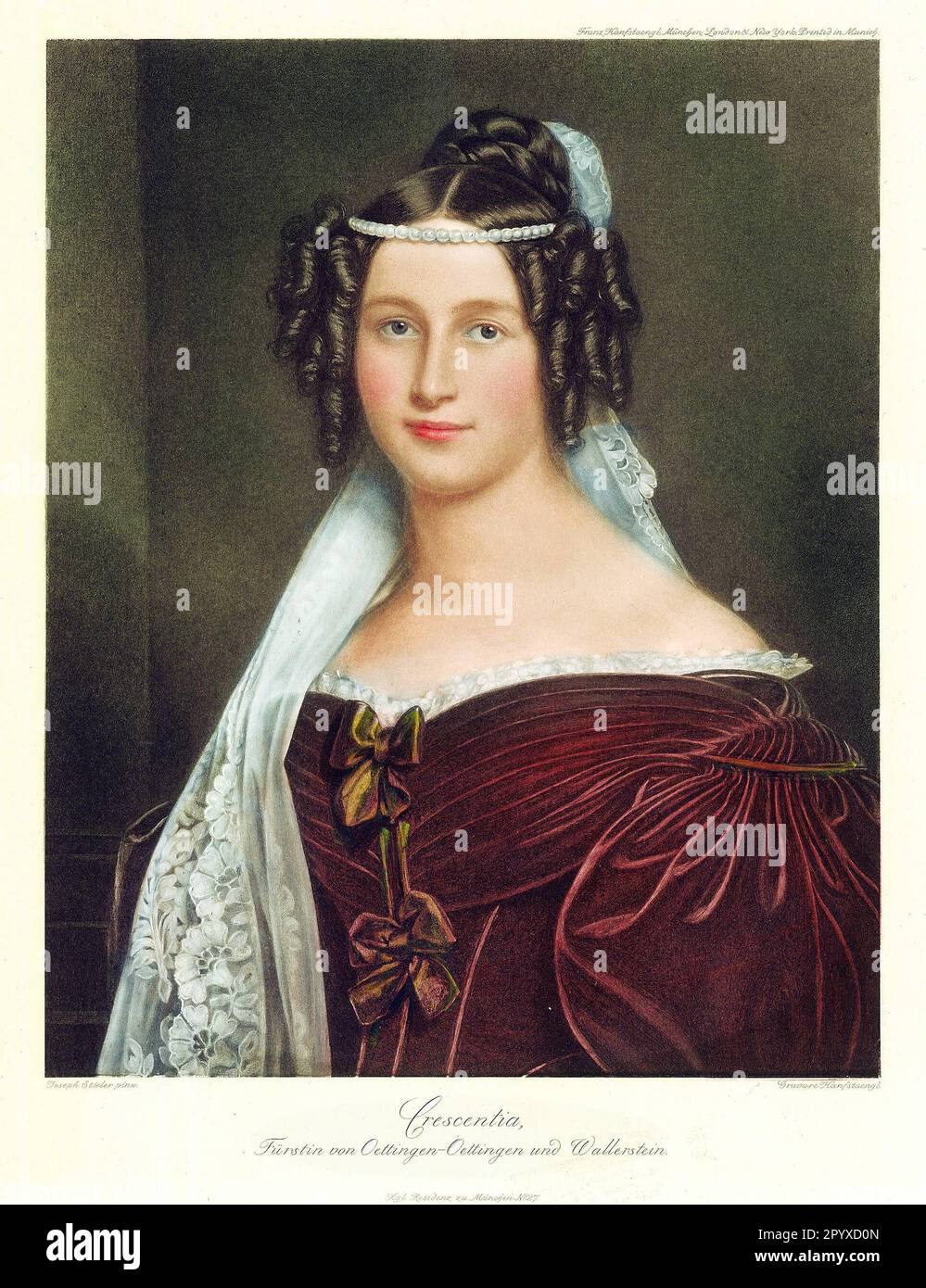 Die Crescentia-Prinzessin von Oettingen-Oettingen und Wallerstein. Gemälde von Joseph Stieler aus dem Jahre 1833. Zwischen 1827 und 1850 malte Stieler insgesamt 36 Porträts wunderschöner Frauen für König Ludwig I. Schönheitsgalerie im Schloss Nymphenburg. Foto: Heliogravure, Corpus Imaginum, Hanfstaengl Collection.nn nnnnnn [automatisierte Übersetzung] Stockfoto