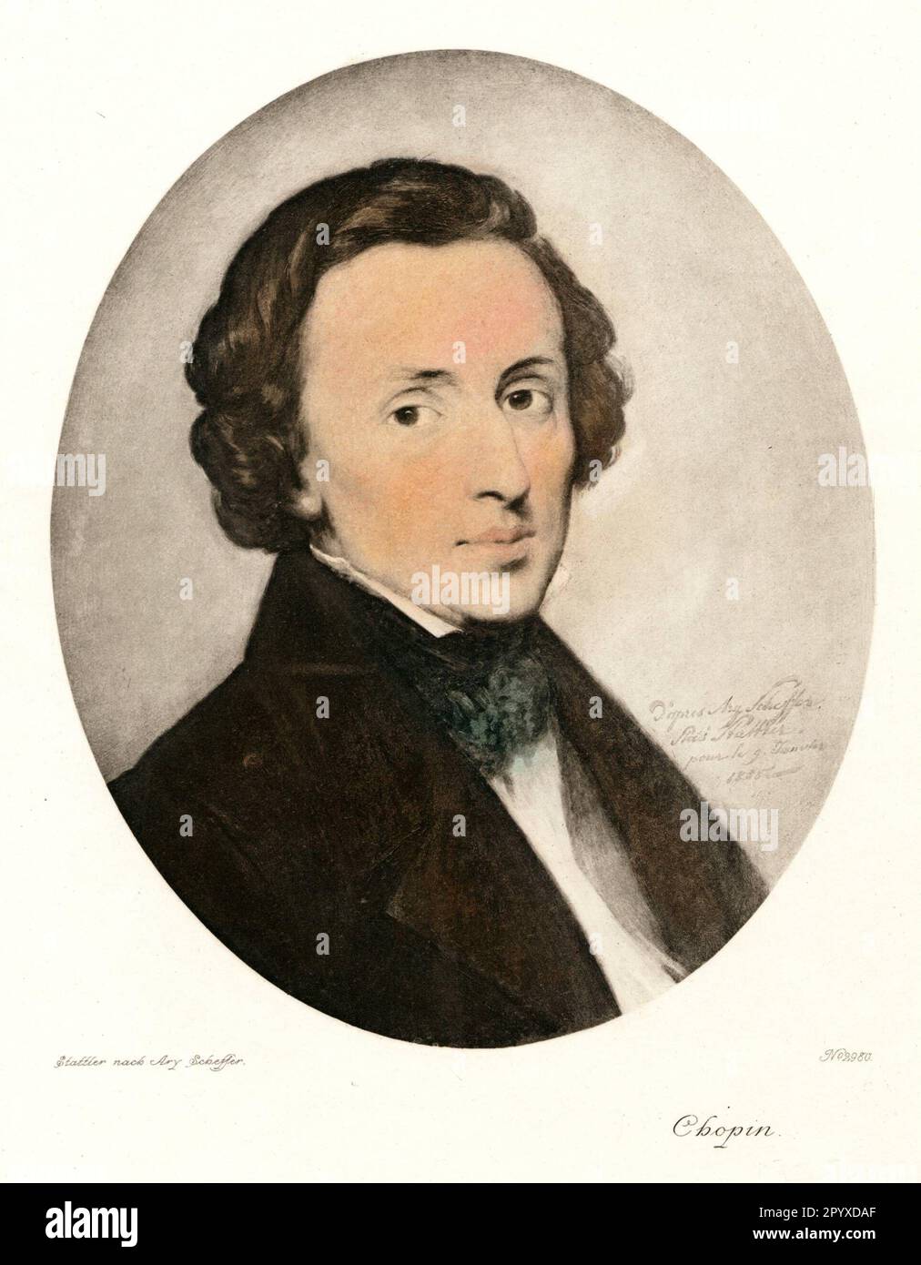 Fryderyk Franciszek (Französisch: Frédéric Francois) Chopin (1810-1849), polnischer Pianist und Komponist. Gemälde von Sattler nach Ary Scheffer (1795-1858) von 1858. Foto: Heliogravure, Corpus Imaginum, Hanfstaengl Collection. [Maschinelle Übersetzung] Stockfoto