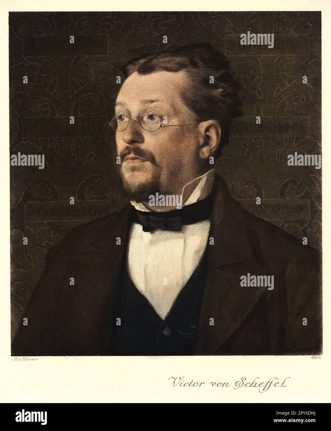 Josef Victor von Scheffel (1826-1886), deutscher Dichter. Gemälde von Anton von Werner. Foto: Heliogravure, Corpus Imaginum, Hanfstaengl Collection. [Maschinelle Übersetzung] Stockfoto