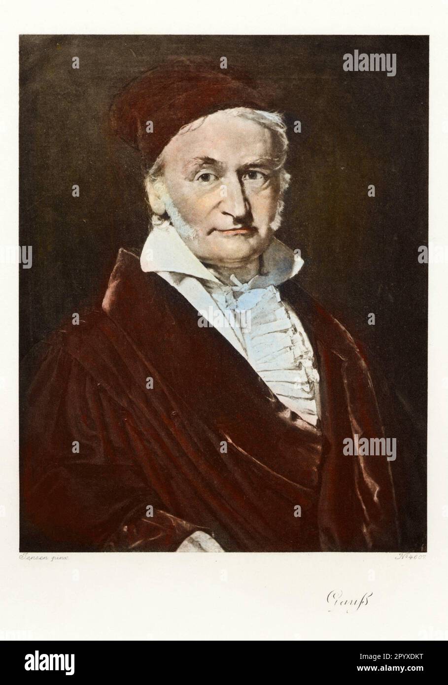 Karl Friedrich Gauss (1777-1855), Mathematiker und Begründer der modernen Zahlentheorie. Gemälde von Christian Albrecht Jensen, 1840. Foto: Heliogravure, Corpus Imaginum, Hanfstaengl Collection. [Maschinelle Übersetzung] Stockfoto