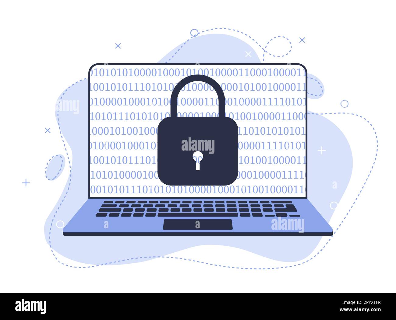 Datenschutzkonzept. Sicherheit von Netzwerkdaten. Ein Vorhängeschloss mit Keyhole-Symbol in der persönlichen Datensicherheit veranschaulicht die Idee von Cyberdaten oder Datenschutz Stock Vektor