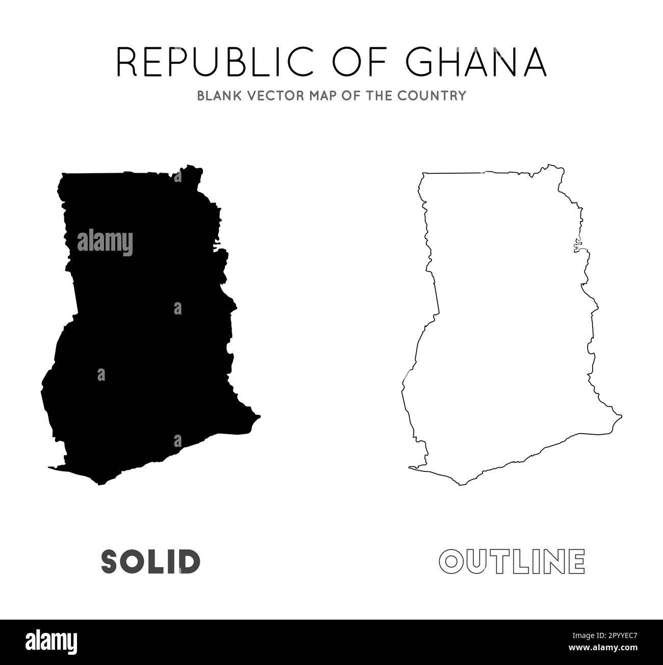 Ghana Karte. Leere Vektorkarte des Landes. Borders of Ghana für Ihre Infografik. Vektorabbildung. Stock Vektor