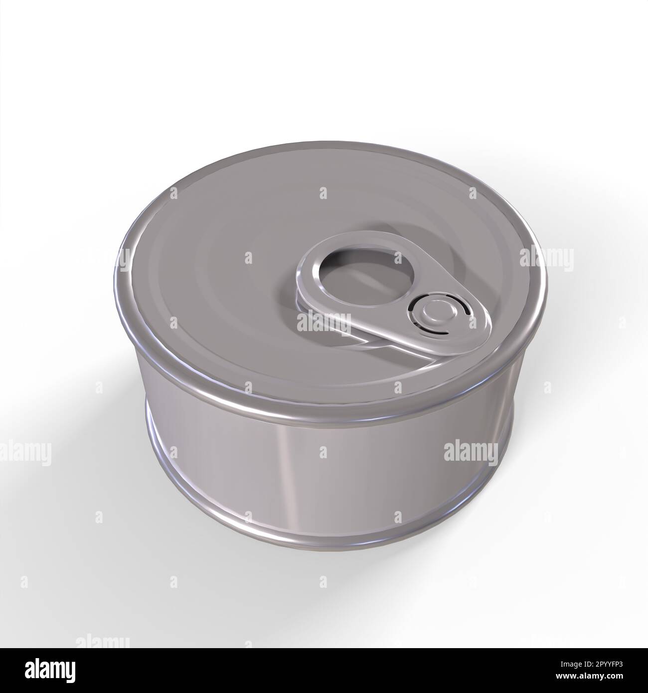 Ein silberner Aluminiumdeckel mit Scharnierverschluss oben Stockfoto