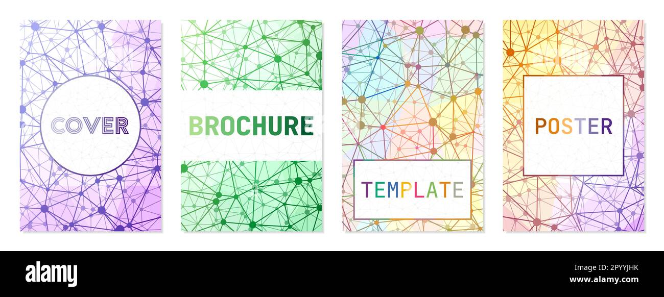 Satz von Abdeckungen im Technologiestil. Kann als Cover, Banner, Flyer, Poster, Visitenkarte, Broschüre. Erstaunliche geometrische Hintergrundkollektion. Stock Vektor