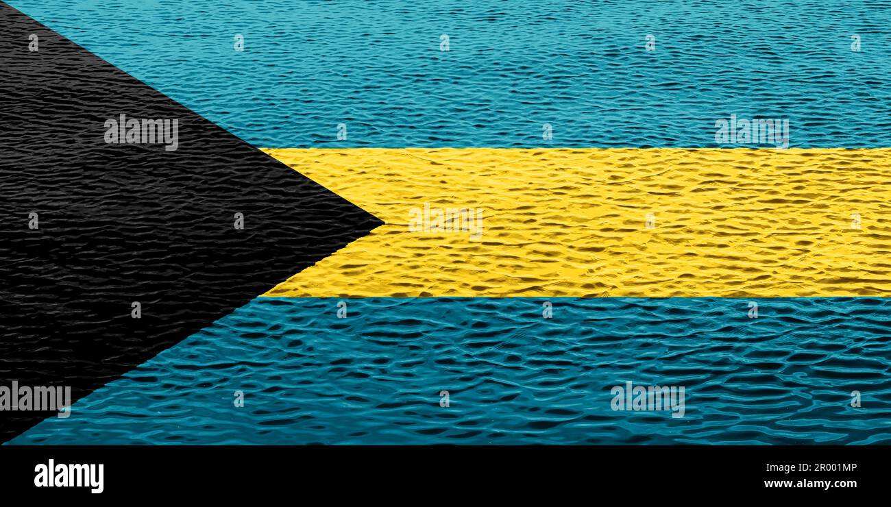 Flagge der Bahamas auf strukturiertem Hintergrund. Konzeptcollage. Stockfoto