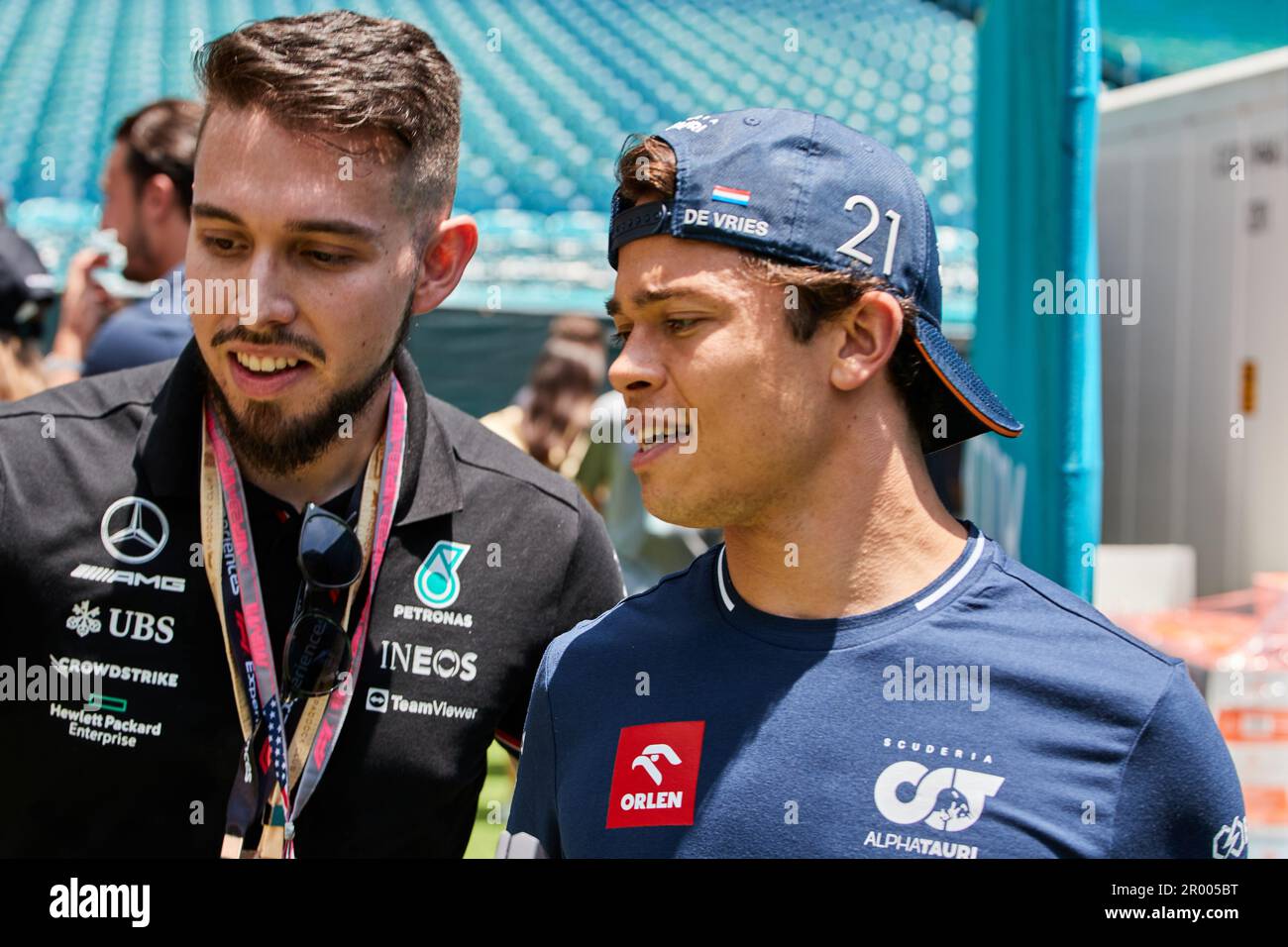 Miami Gardens, Florida, USA. 5. Mai 2023 21 Nyck De Vries (NED) Alpha Tauri. Practice and Paddock Life, F1 Grand Prix von Miami im Miami International Autodrome am 5. Mai 2023 in Miami Gardens, Florida, USA. Kredit: Yaroslav Sabitov/YES Market Media/Alamy Live News. Stockfoto