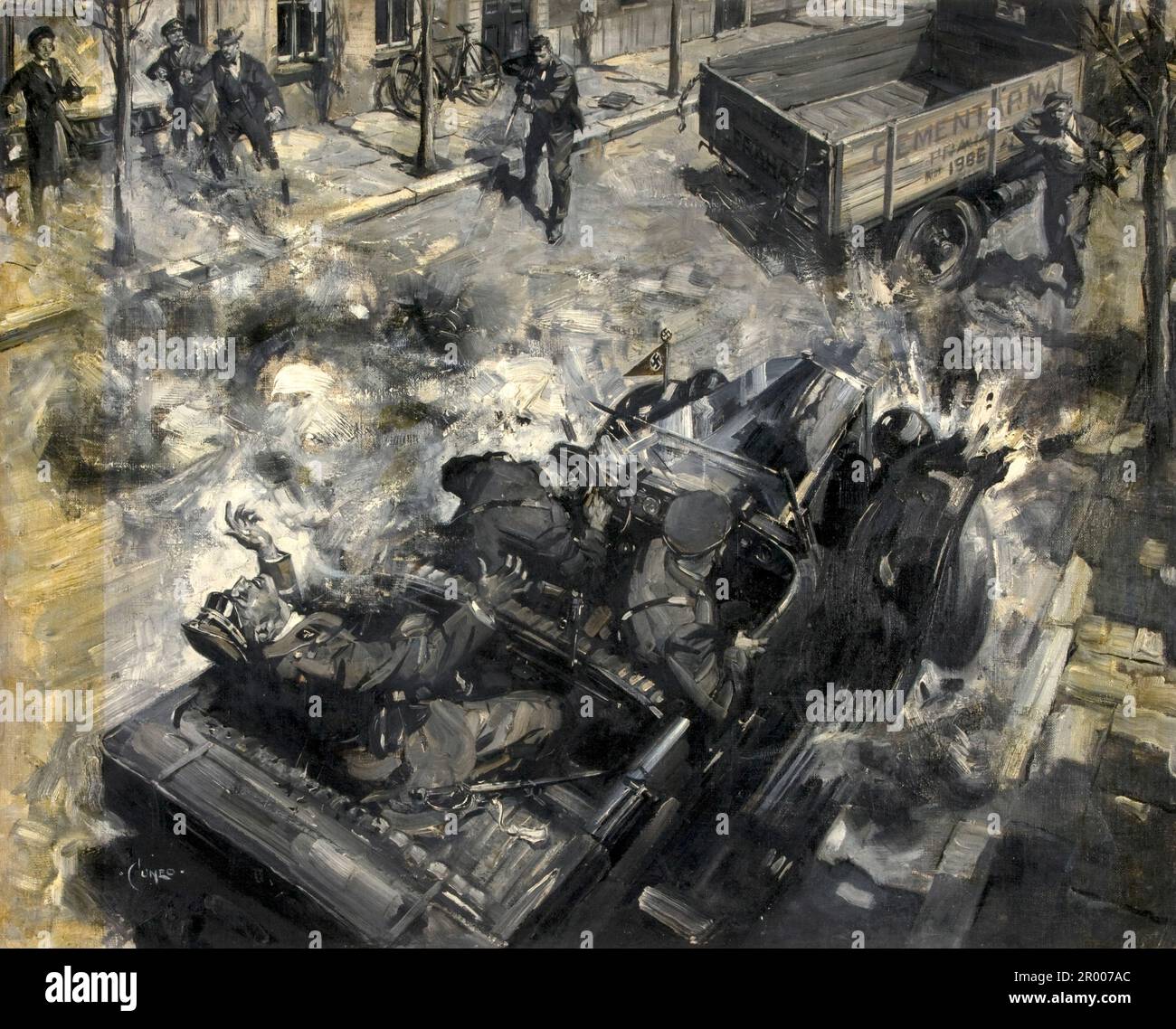 Ermordung von Heydrich, gemalt von Terence Cuneao Stockfoto
