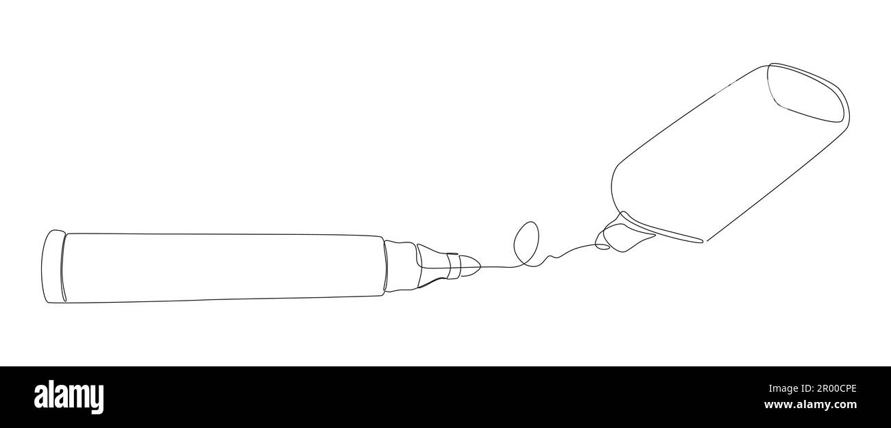 Eine durchgehende Schreibwarenzeile mit Filzstift. Vektorkonzept zur Darstellung dünner Linien. Kontur Zeichnen kreativer Ideen. Stock Vektor