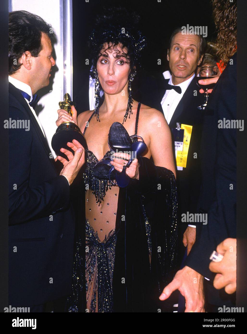 Cher verließ die Academy Awards, nachdem er die „beste Schauspielerin“ für Moonstruck gewann, 1988 Kredit: Ron Wolfson / MediaPunch Stockfoto