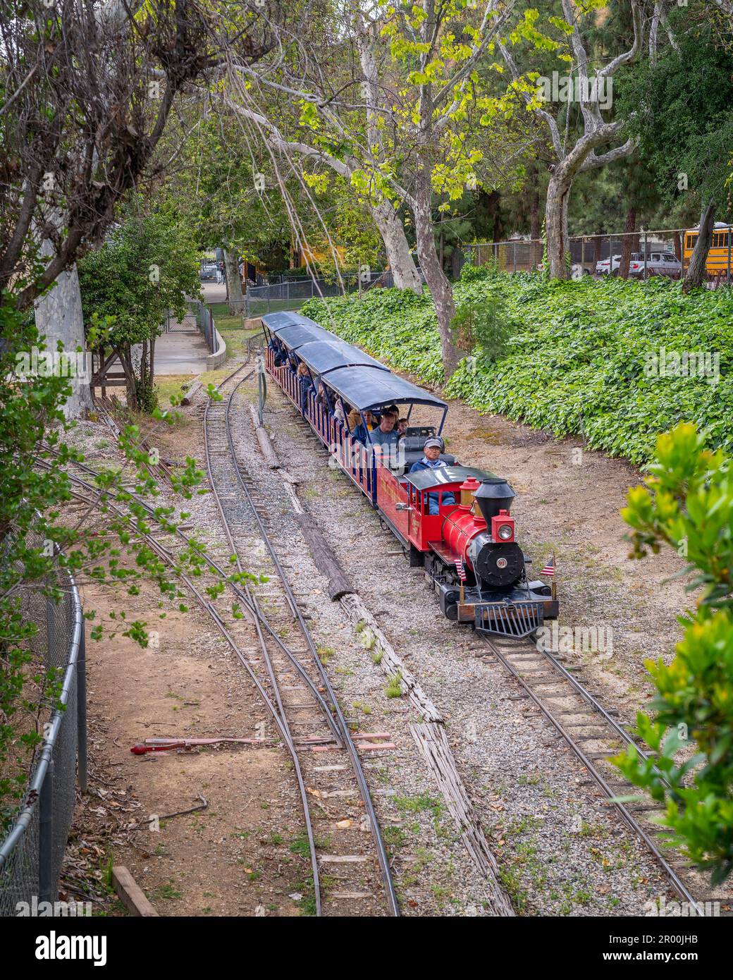 5. Mai 2023, Los Angeles, CA, USA: Zugfahrt im Travel Town Museum im Griffith Park, Los Angeles, CA. Stockfoto