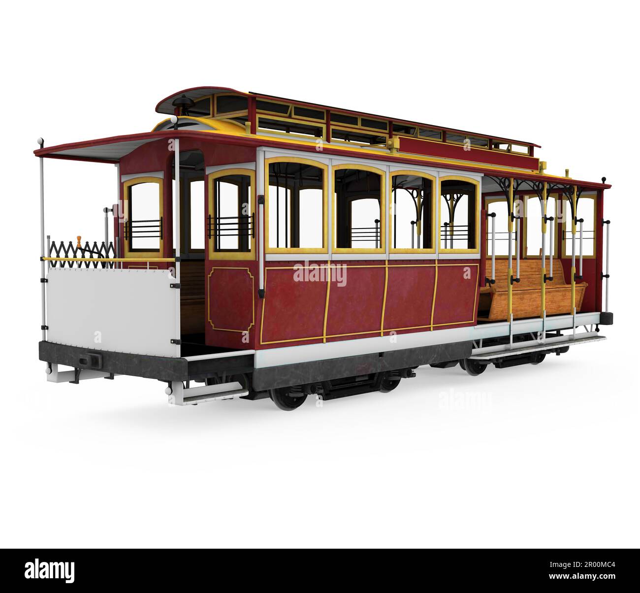 Oldtimer-Straßenbahn Isoliert Stockfoto
