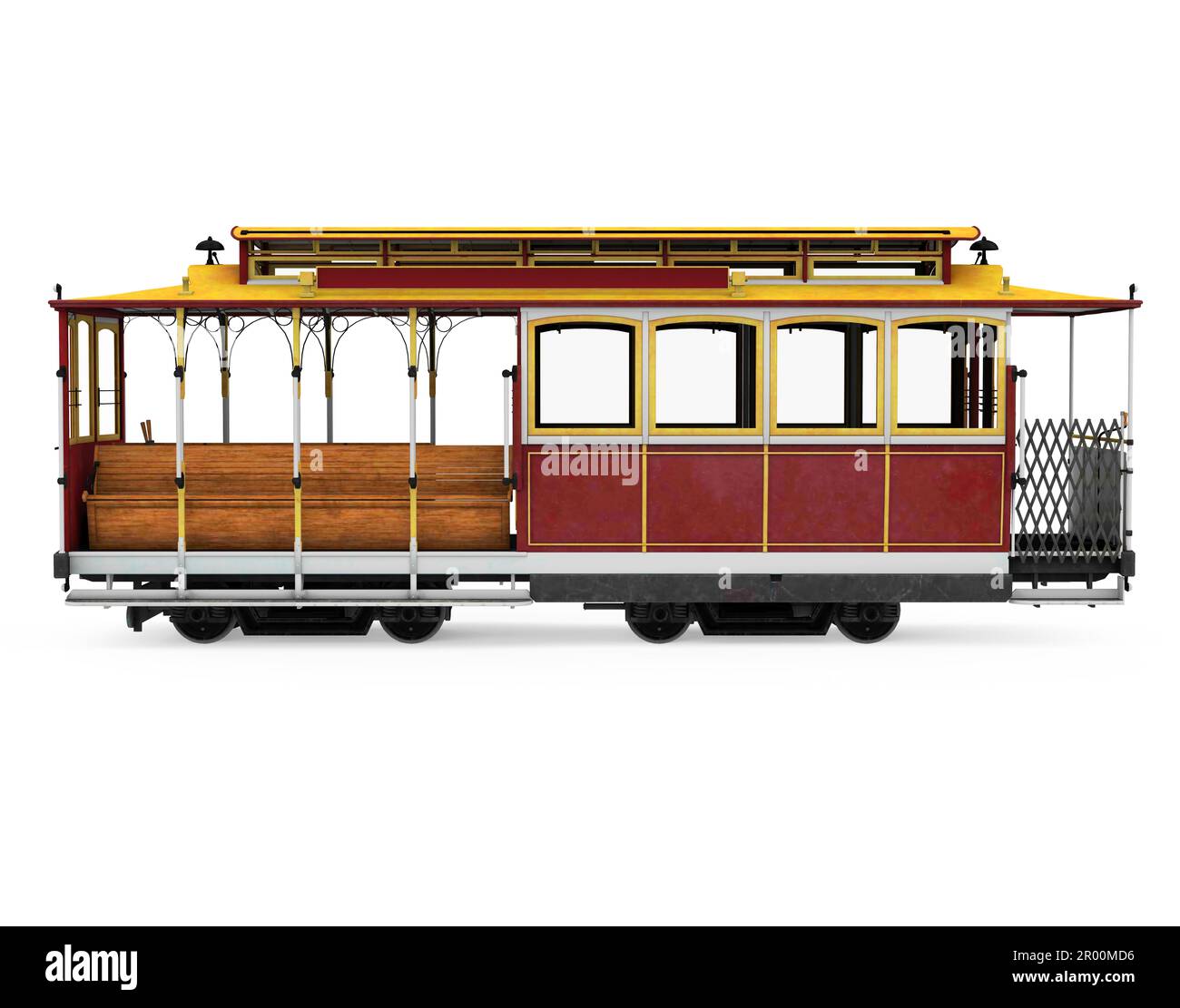 Oldtimer-Straßenbahn Isoliert Stockfoto