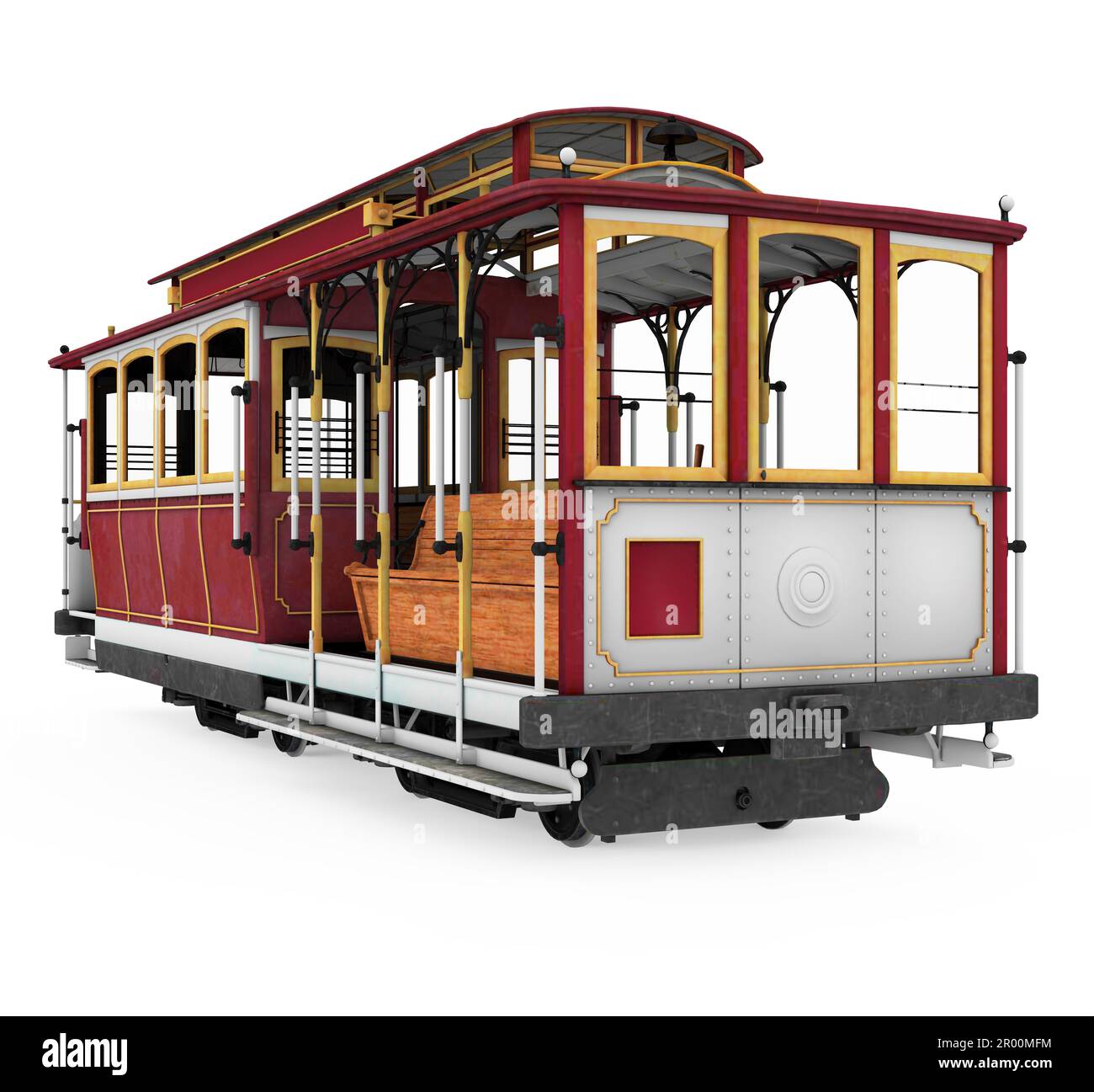 Oldtimer-Straßenbahn Isoliert Stockfoto
