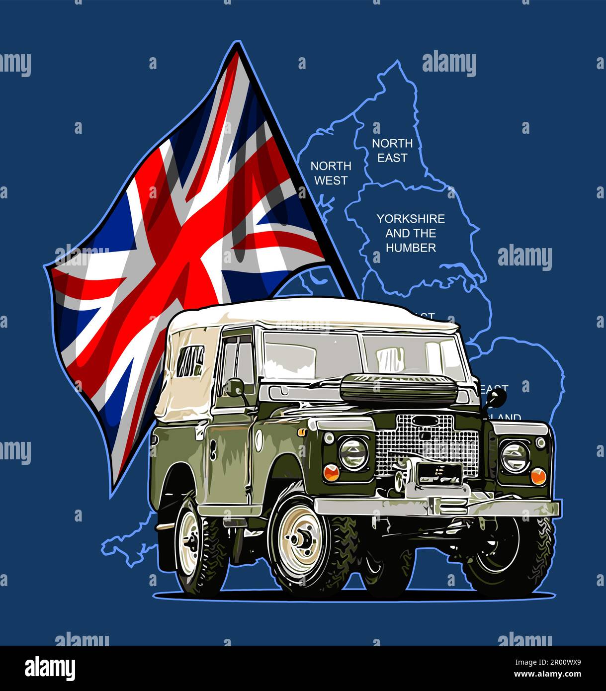 suv und britische Flagge Stock Vektor