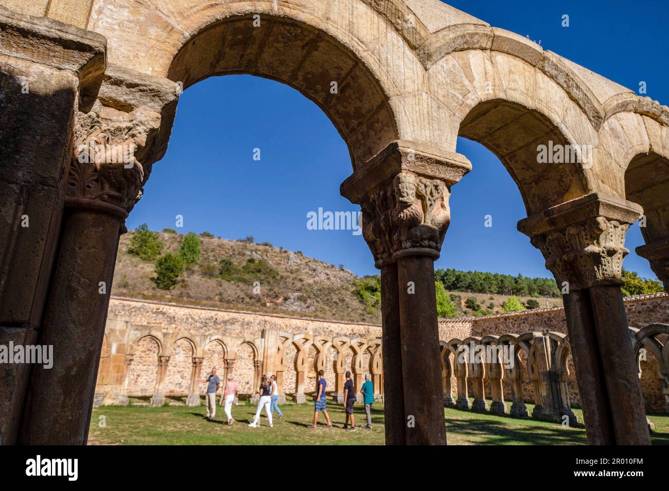 Klosterbögen, Kloster San Juan de Duero, kastilische romanische Architektur, 12. Jahrhundert, Soria, Autonome Gemeinschaft Kastilien, Spanien, EUR Stockfoto