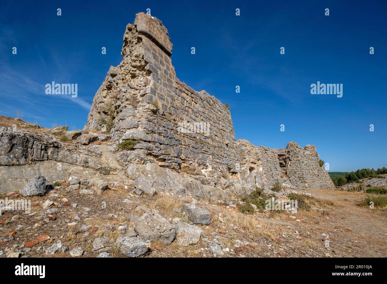 castillo fuerte abaluartado, San Leonardo de Yagüe, Soria, Comunidad Autónoma de Castilla, Spanien, Europa Stockfoto
