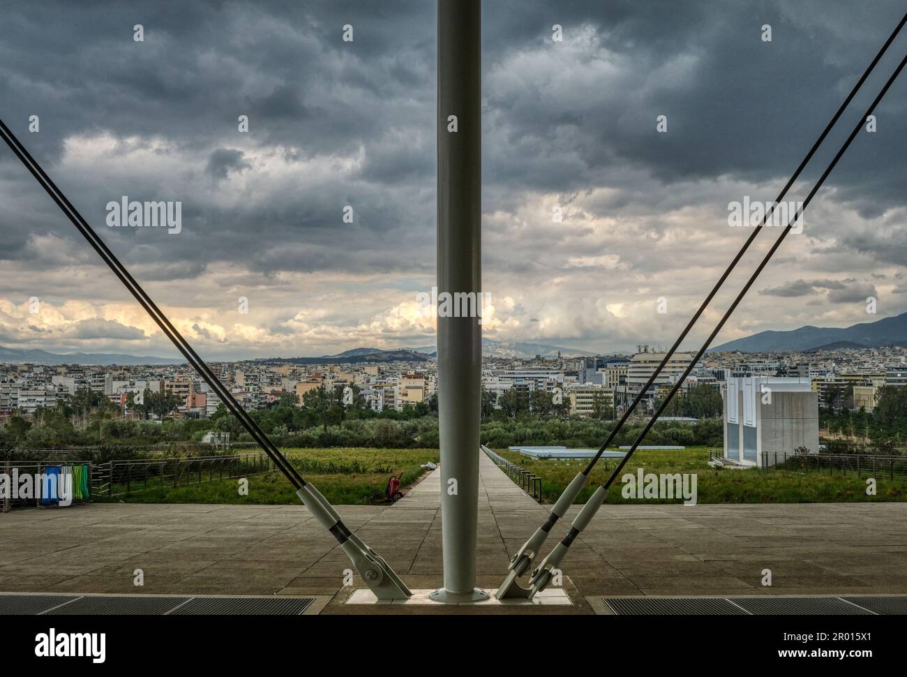 Blick auf Stavros Niarchos Par, Athen, Frühling Stockfoto