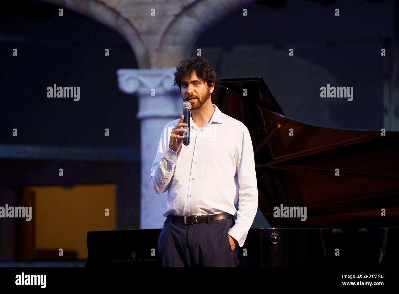 Can Cakmur, Solo-Klavierkonzert, Brahms-Pollencia-Festival, Mallorca, Balearen, Spanien. Stockfoto