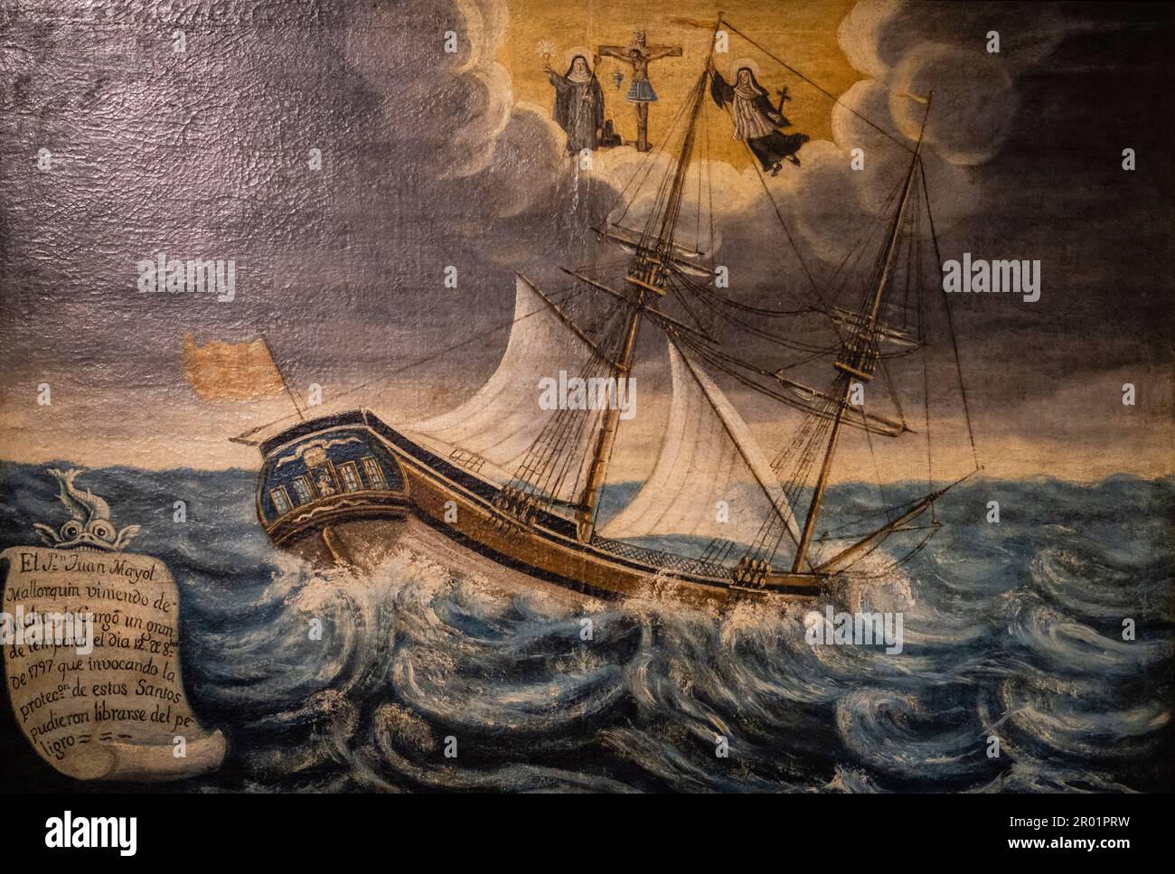 Marine Ex-voto, 18. Jahrhundert, Öl auf Leinwand, Museu de Mallorca, Palma, Mallorca, Spanien. Stockfoto