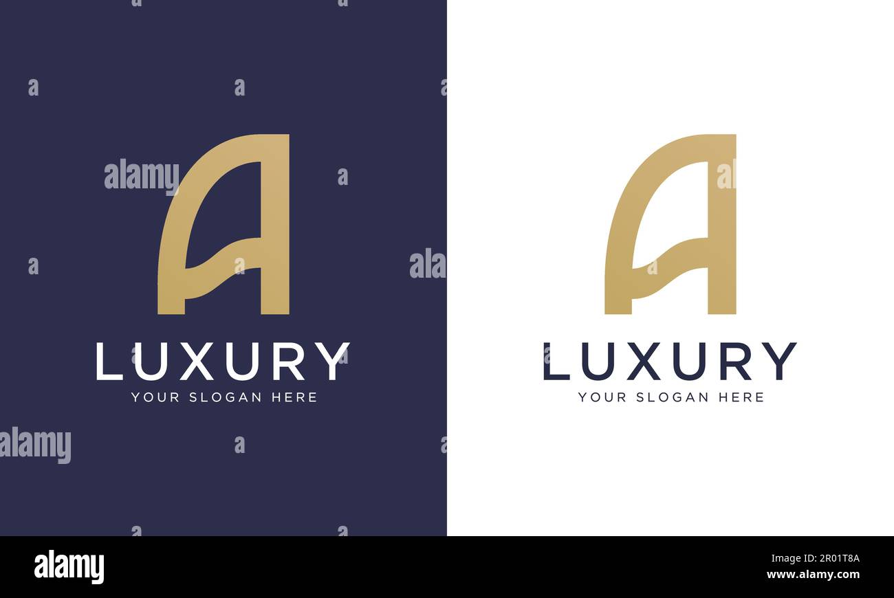 Königlicher Premium-Buchstabe eine Vektorvorlage mit Logo in Goldfarbe. Wunderschönes Logo-Design für luxuriöses Firmenlogo. Stock Vektor