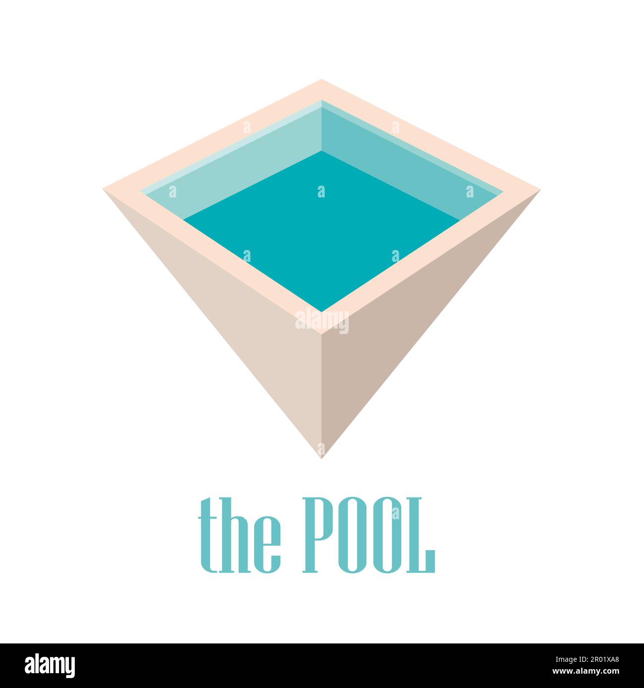Swimmingpool mit türkisfarbenem Wasser, Vektorvorlage für Resort, Spa oder Sportzentrum. Logo-Design Stock Vektor