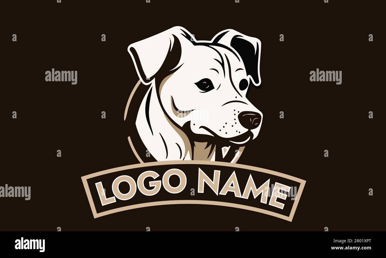 Ein Designvektor für das Hundemaskottchen-Logo. Schwarz-weißes Logo-Design. Stock Vektor