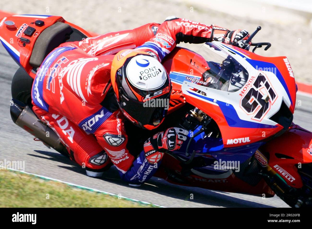 6. Mai 2023: Circuit de Barcelona, Catalunya, Barcelona, Spanien: FIM Superbike-Weltmeisterschaft Barcelona 2023: Superpole, Xavi Vierge, Team HRC Fahrer Honda CBR1000 RR-R Stockfoto