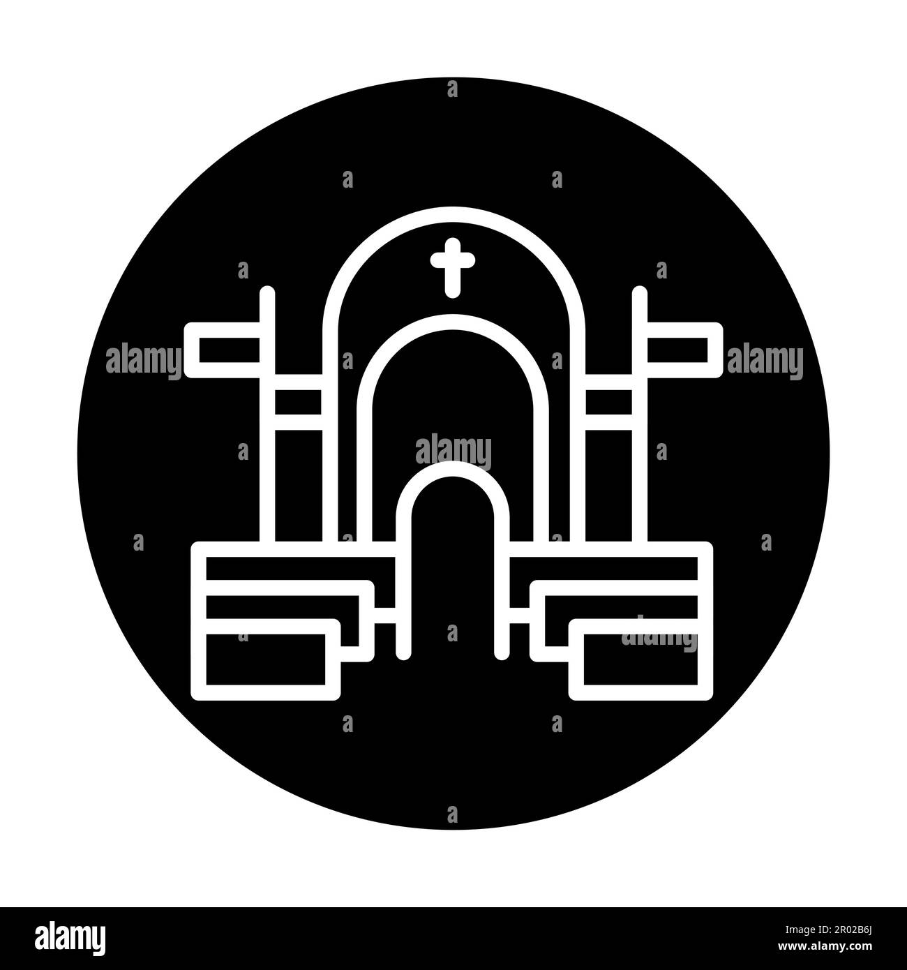 Farbsymbol der Linie der katholischen Kirche im Inneren. Isoliertes Vektorelement. Stock Vektor